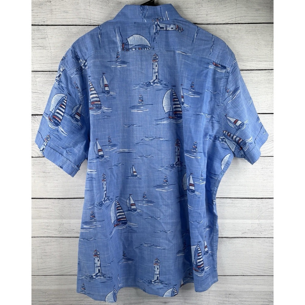 IZOD Saltwater Men's 2 XLDockside Chambray Boat All Over Print Button Down Shirt - Picture 5 of 5